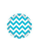 صحون ورق لون سماوي مخطط 7 انش 8 قطع